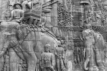 Sandstone carvings adorn the walls history Thailandの写真素材