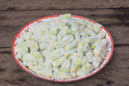 Thailand dessert made of flour, beans, coconut.の写真素材