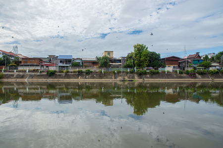 Community pristine riverside in Lampang Thailand.の写真素材