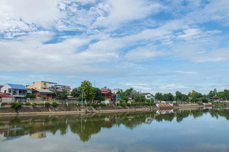 Community pristine riverside in Lampang Thailand.の写真素材