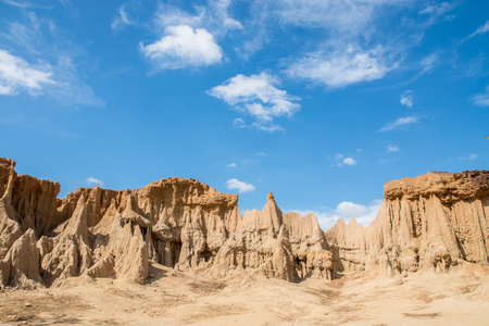 Mountain grounding with blue sky and white clouds.の写真素材