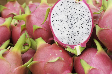 Red fruit dragon fruit for health lovers.の写真素材