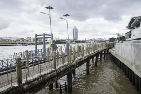 The Chao Phraya River Walk at Santa Cruz Church in late July 2017, Bangkok Thailandの写真素材