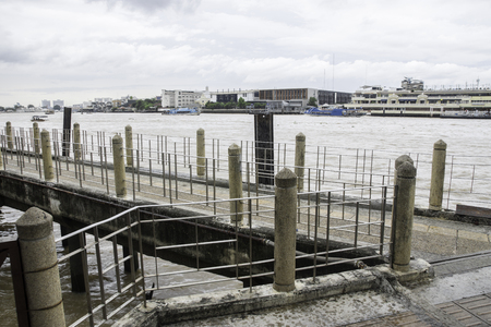 The Chao Phraya River Walk at Santa Cruz Church in late July 2017, Bangkok Thailandのeditorial素材