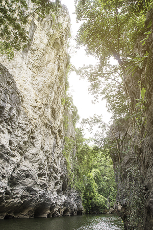 Rafting along the river and high mountains in Lampang Thailandの写真素材