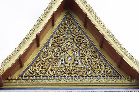 Thai golden stucco on the temple buildingの写真素材