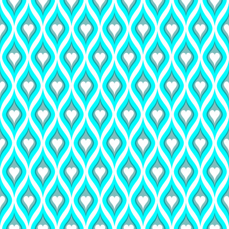 Seamless vector pattern. Background with blue hearts and waves.のイラスト素材