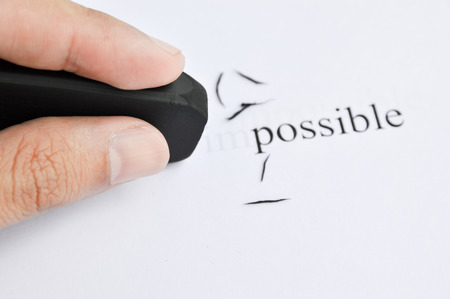 Possible Concept. Changing The Word Impossible to Possible. Deleting word im to Possible.の写真素材