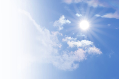 Sunlight with clouds and blue sky and rainbowの写真素材