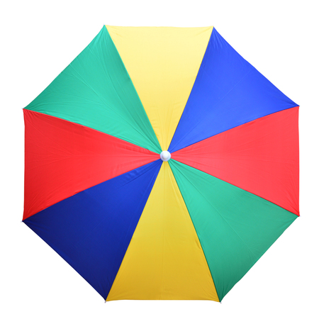 Colorful umbrella. Isolated umbrella on white background. Top view.の写真素材