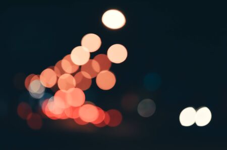 Light Night at City Bokeh Abstract Background Texture Blur Lens Flare Reflect BeautifulCircle Glitter Merry Christmas and Happy New Year Card Celebration Lamp Blurry Landscapeの写真素材