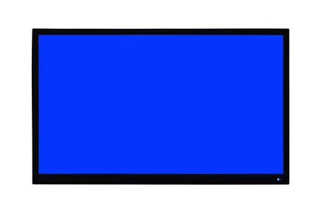 Black LED TV television screen mock up, blank screen isolated on white background, Modern stylish LCD TV, Large computer monitor display mock upの写真素材