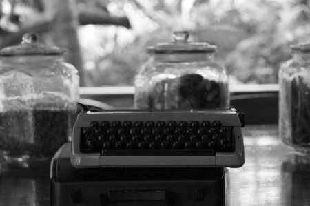 Vintage typewriter in back and white tone colorの写真素材