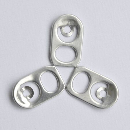 Ring pull aluminum of cans on white background