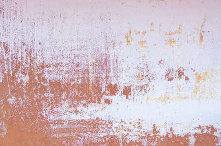 Old white painted steel wall with rust texture. Grunge rusted metal background. Rust stains.
