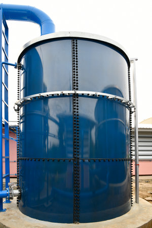 Large water steel bolted tankの写真素材