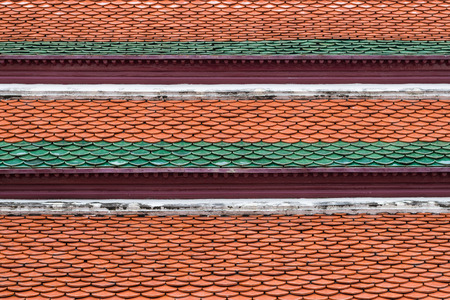 Architectural detail of roof tiles of Wat Phra Kaew, Temple of the Emerald Buddha, Bangkok, Thailandの写真素材