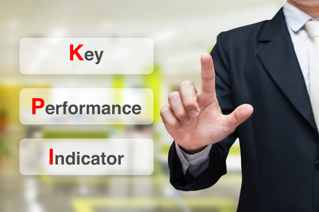 Businessman writing key performance indicator ( KPI )の写真素材