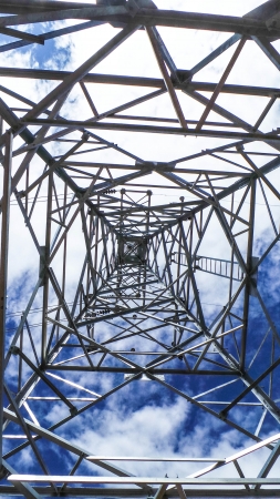 Electricity pylons with long cable pole at the north Pai 