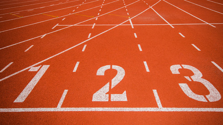 Athletics track with numberの写真素材