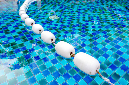 Buoys floating in the poolの写真素材
