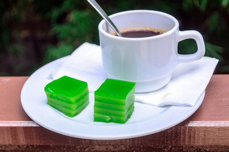 Coffee and Thai layer dessertの写真素材