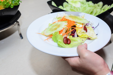 Hotel customer are pick healthy dinnersの写真素材