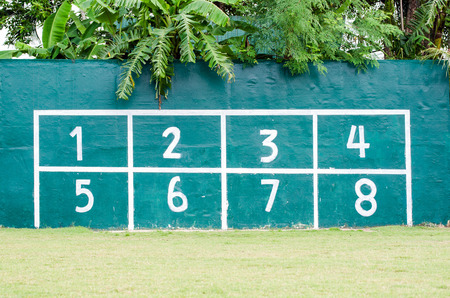 Number 1 to 8 on wallの写真素材
