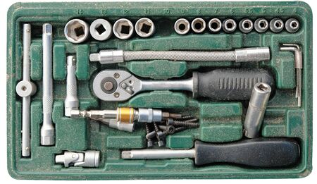 Used screwdriver block box set with dust must be cleaned