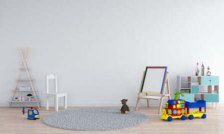 white child room interior for mockup, 3D renderingの写真素材