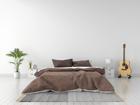 bedroom interior for mockup, 3D renderingの写真素材