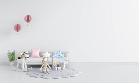White children room interior for mockup, 3D renderingの写真素材