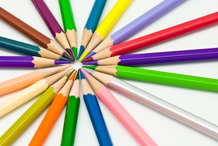 colored pencils isolated on  white backgroundの写真素材