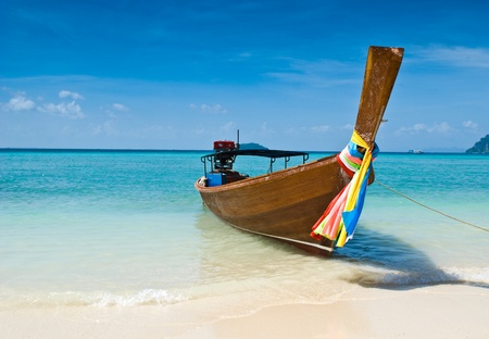 Long tailed boat at Phiphi island, Thailandの写真素材