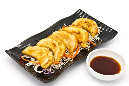 Fried Dumplings Chinese Style Cuisine in the plateの写真素材