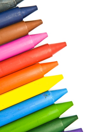 Wax crayons on white backgroundの写真素材