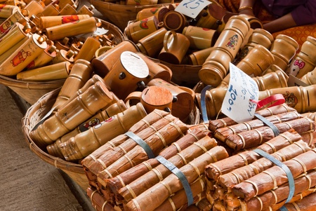 bamboo product in market at Thailand のeditorial素材