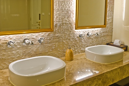 Modern style interior design of a bathroomの写真素材