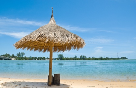 sunshade and the beach at Phuket, Thailandの写真素材