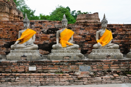 old  Buddha statue in temple at Ayutthaya, Thailand. World Heritage Siteのeditorial素材