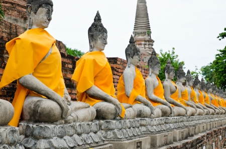 old  Buddha statue in temple at Ayutthaya, Thailandの写真素材
