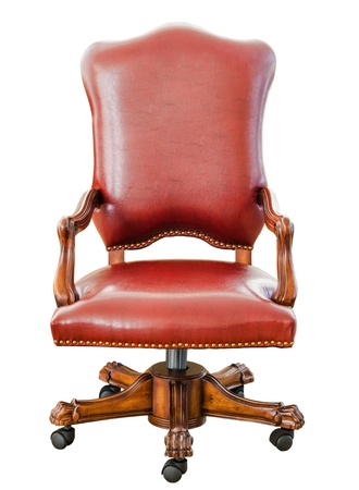 Decorative vintage style red leather chair , kind of furniture  isolated on white backgroundの写真素材