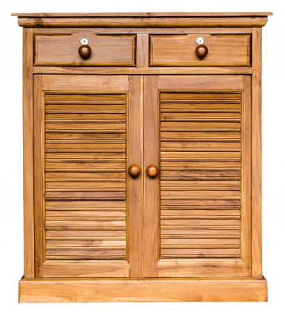 Wood cabinet isolate on white backgroundの写真素材