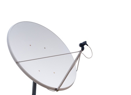 parabolic communication antenna isolated on white backgroundの写真素材