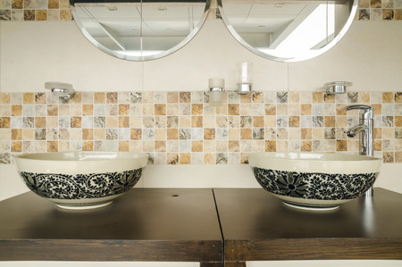 Decorative modern style interior design of a bathroomの写真素材