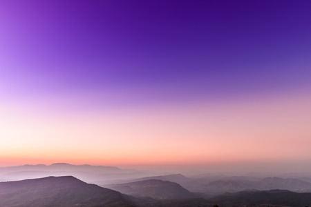 sunset view of landscape at Tropical Mountain Range, Phu Rua National Park, Loei, Thailand