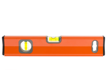 close up orange spirit level isolated on white background.