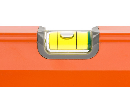 close up orange spirit level isolated on white background.