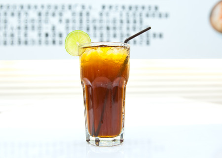 drink in a glass on the table