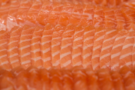 close up sliced fresh salmon sushi (Salmon sashimi)の写真素材